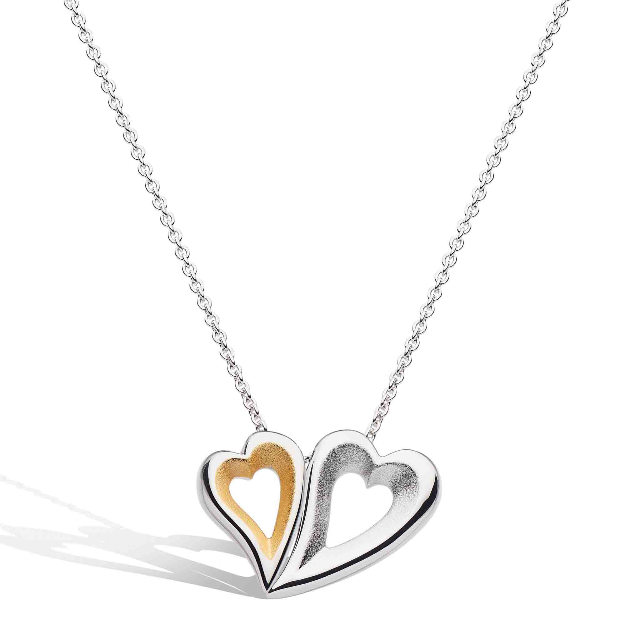 Desire Love Story Gold RP/GP SB Tender Together Heart 18" Necklace