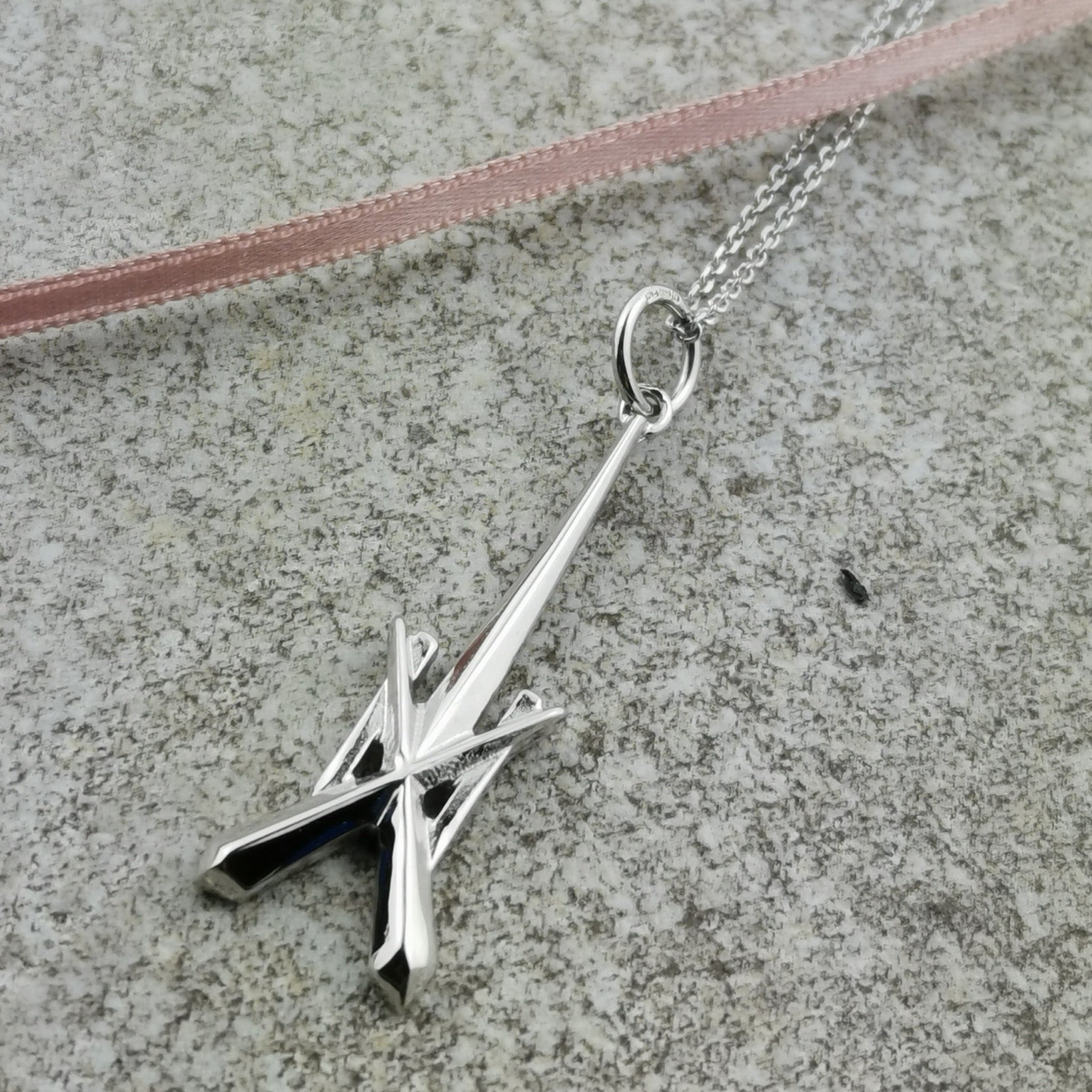 9ct White Gold St Michaels's Spire pendant (large)