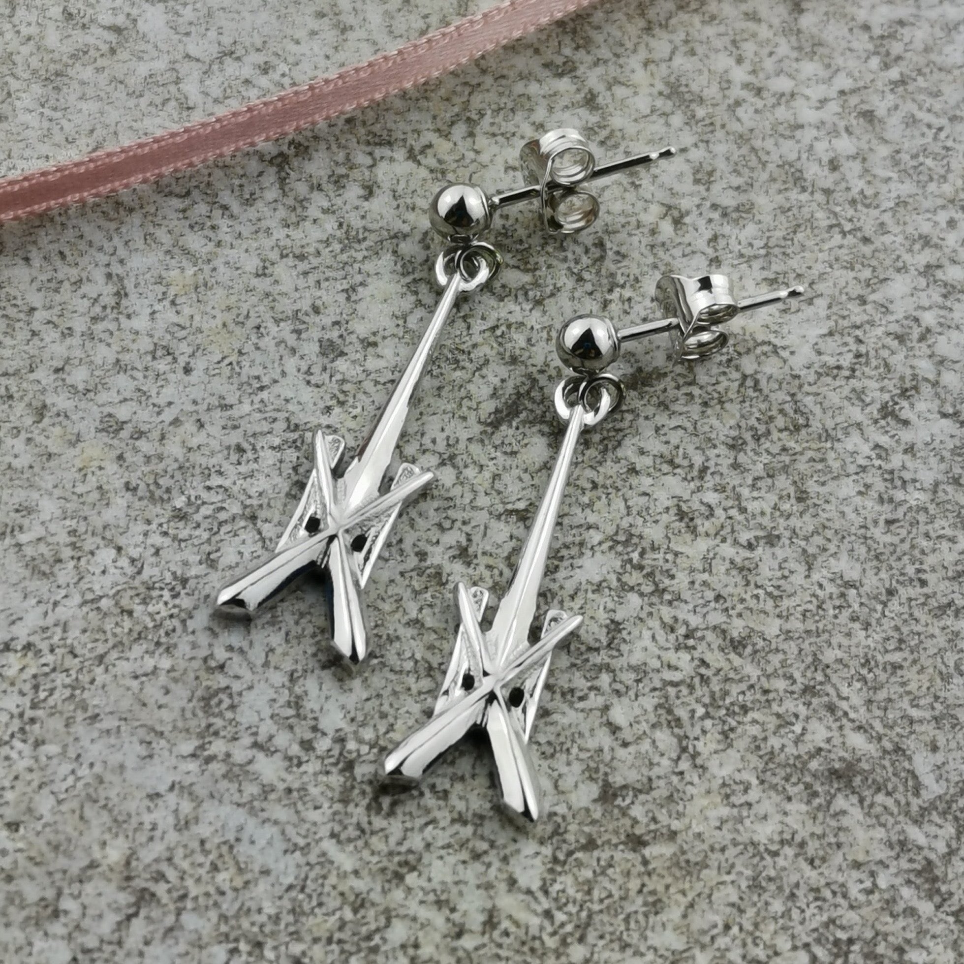 9ct White Gold St Michael's Spire earrings