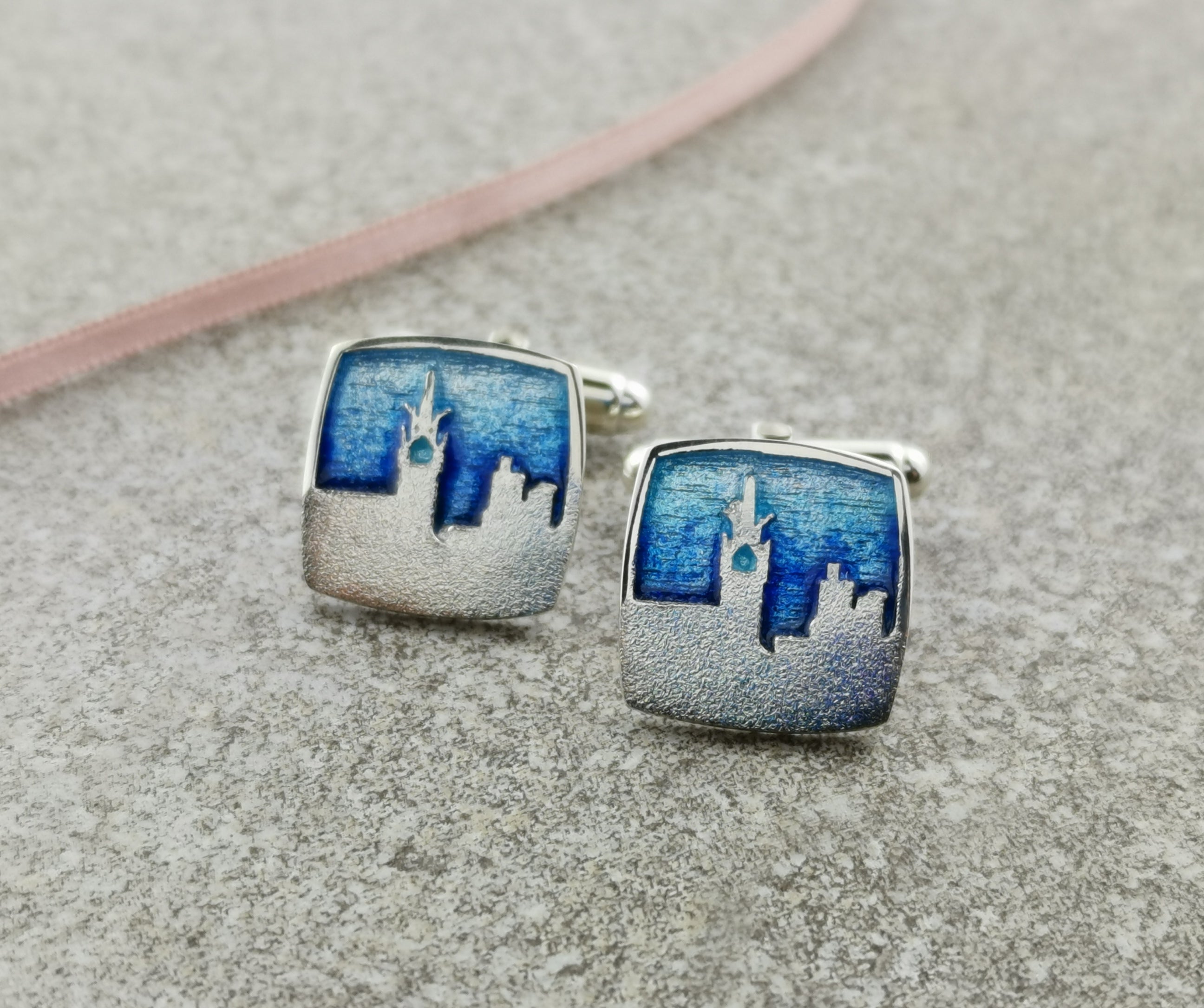 Sterling Silver Linlithgow Skyline cufflinks