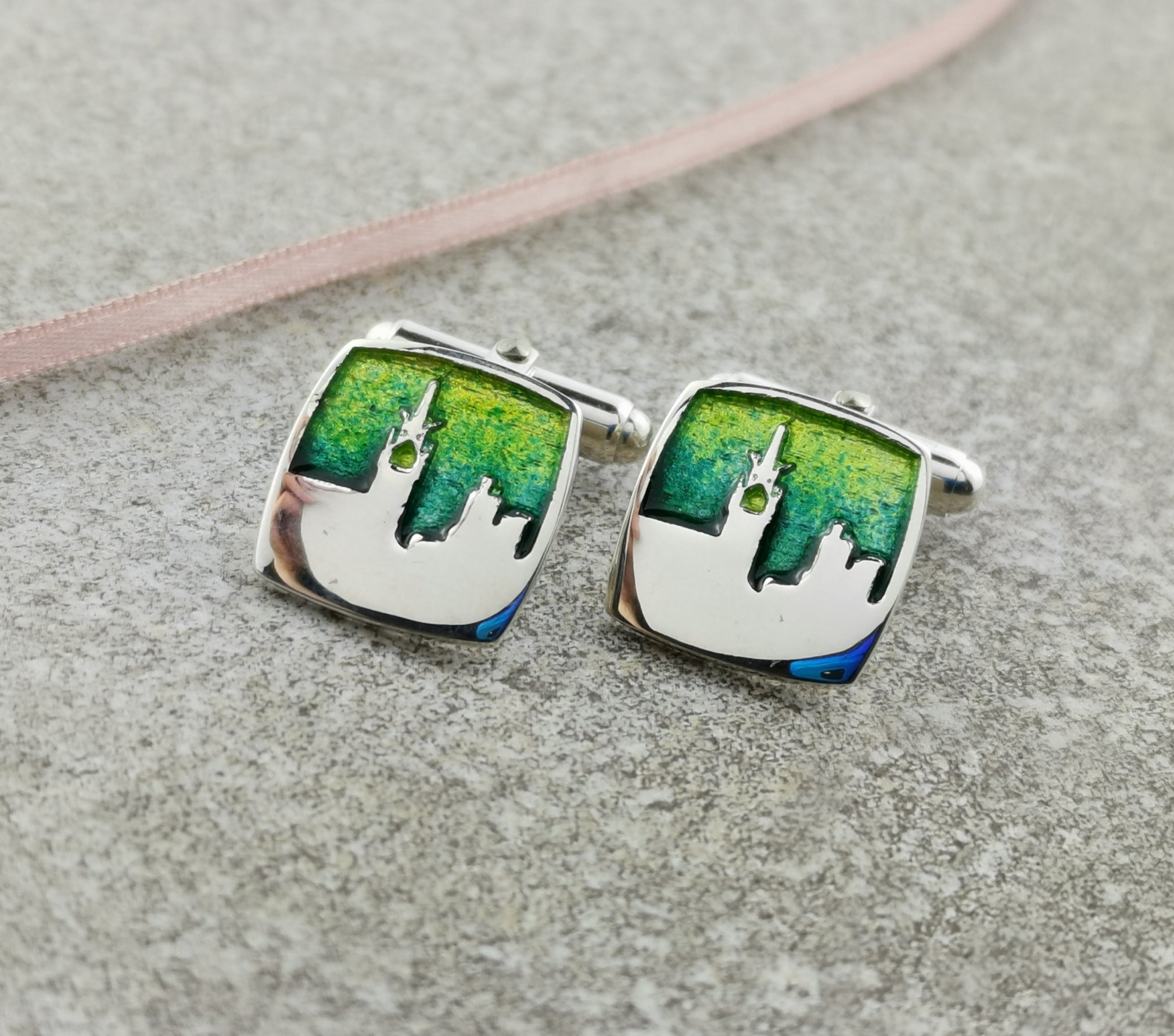 Sterling Silver Linlithgow Skyline cufflinks