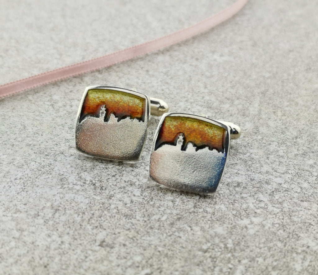 Sterling Silver Linlithgow Skyline cufflinks