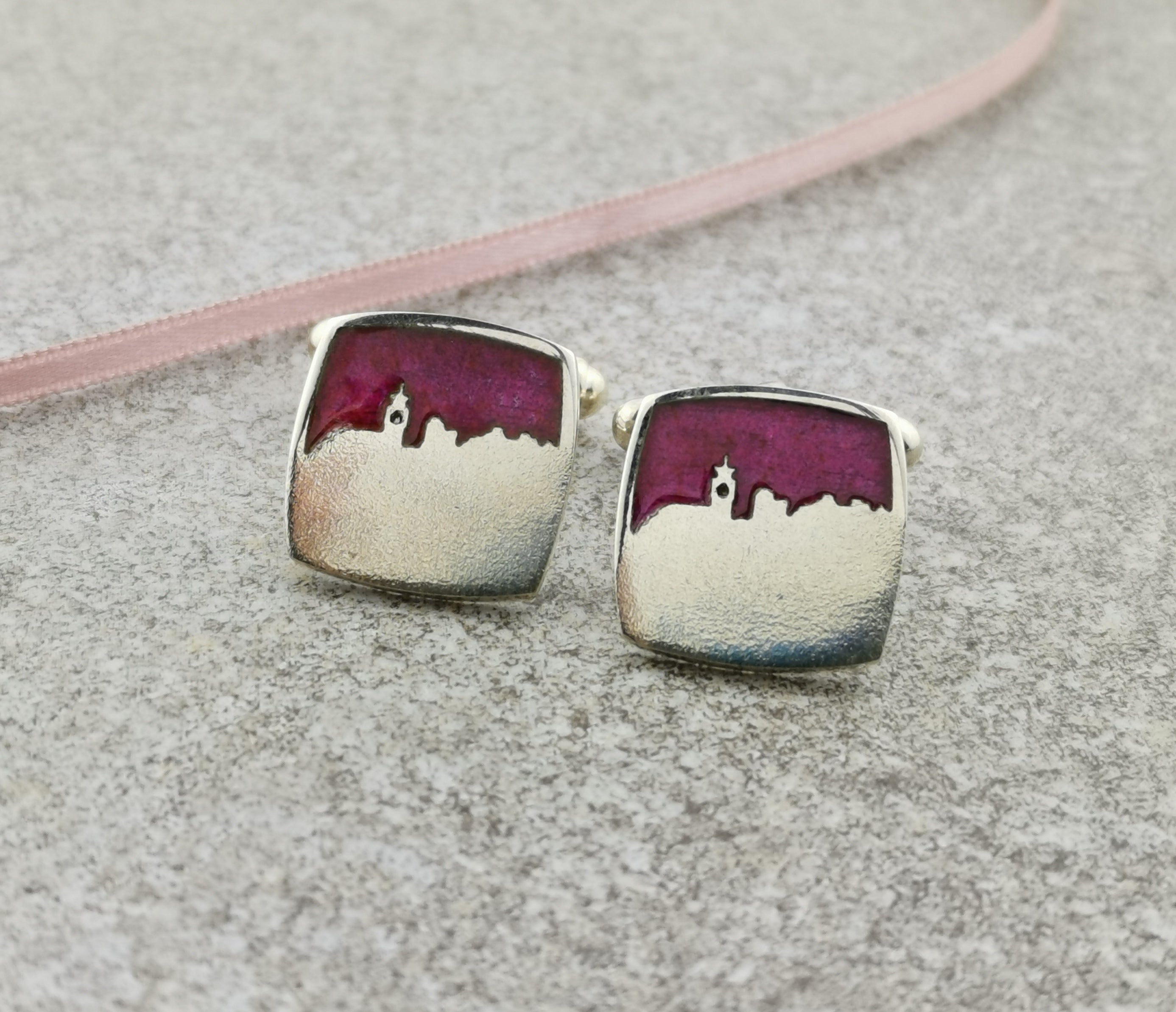 Sterling Silver Linlithgow Skyline cufflinks