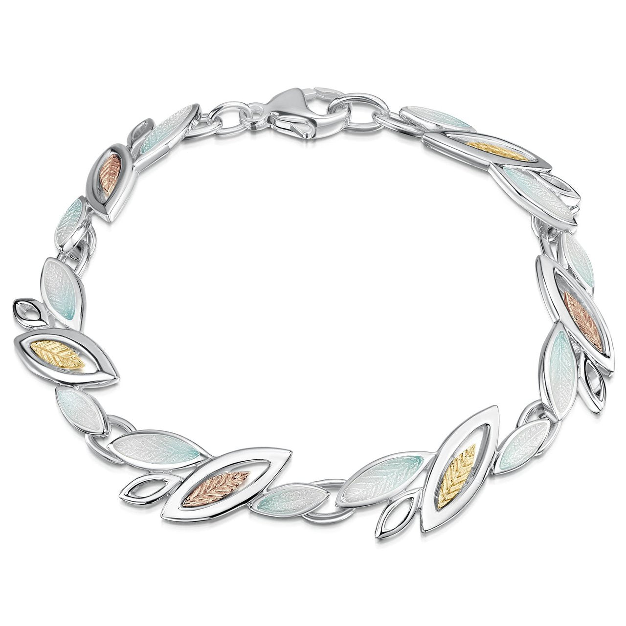 Seasons Gold Leaves Bracelet in Winter Enamel