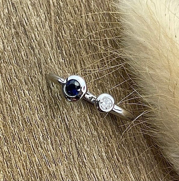 Sapphire and diamond open ring