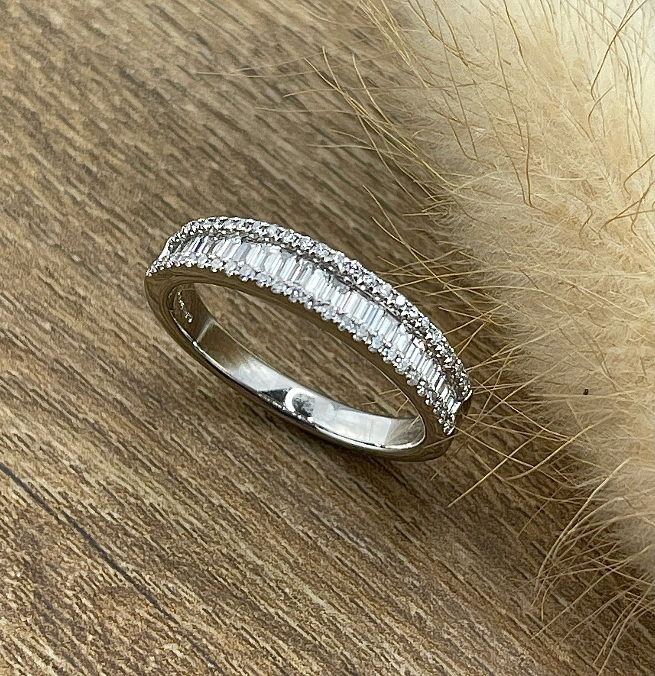 Baguette and round diamond band