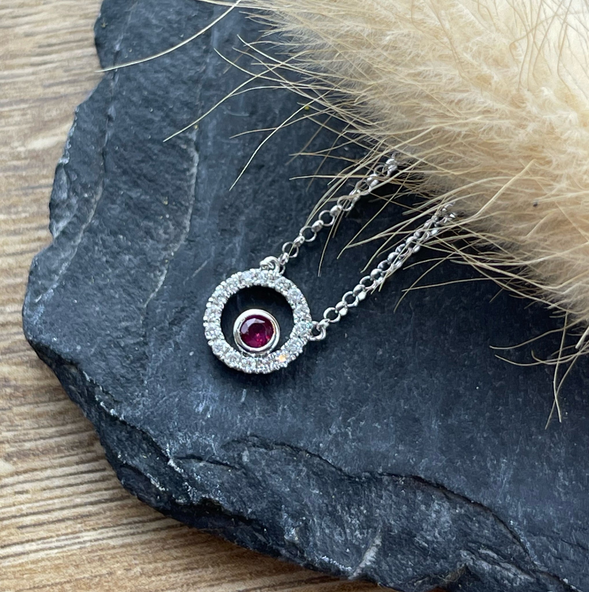 Ruby bubble circle pendant