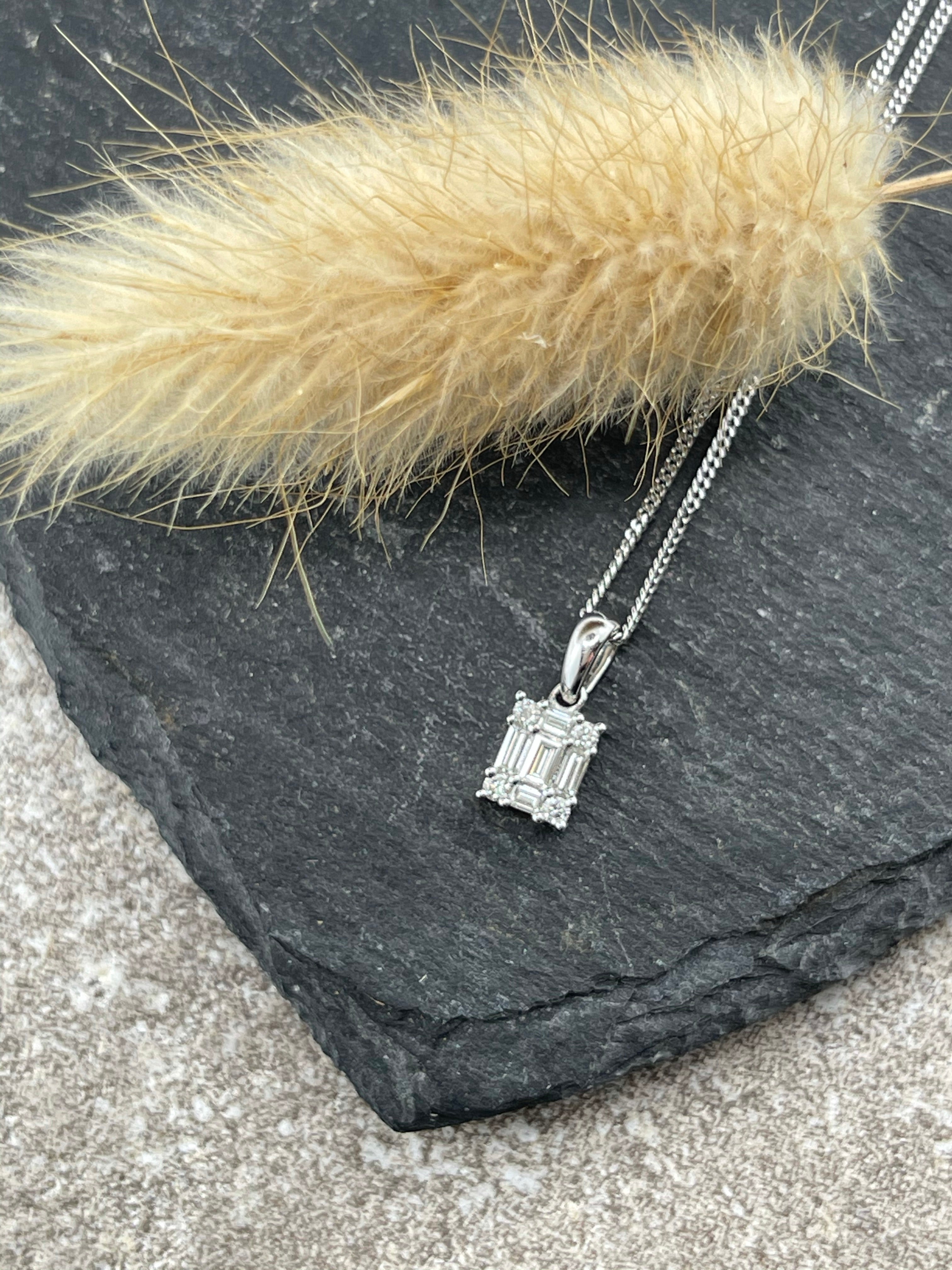 Baguette diamond pendant