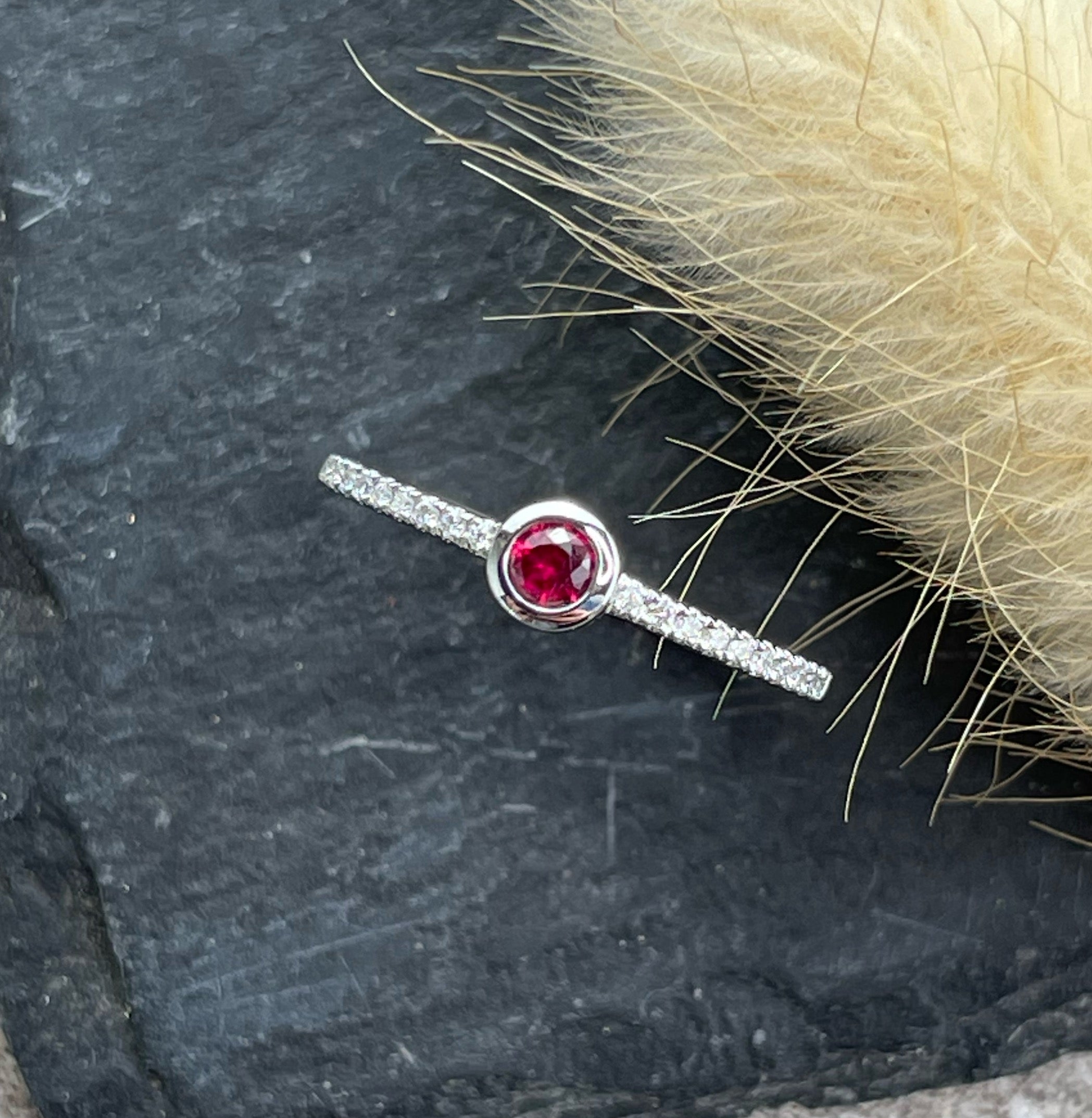 Round ruby single stone ring