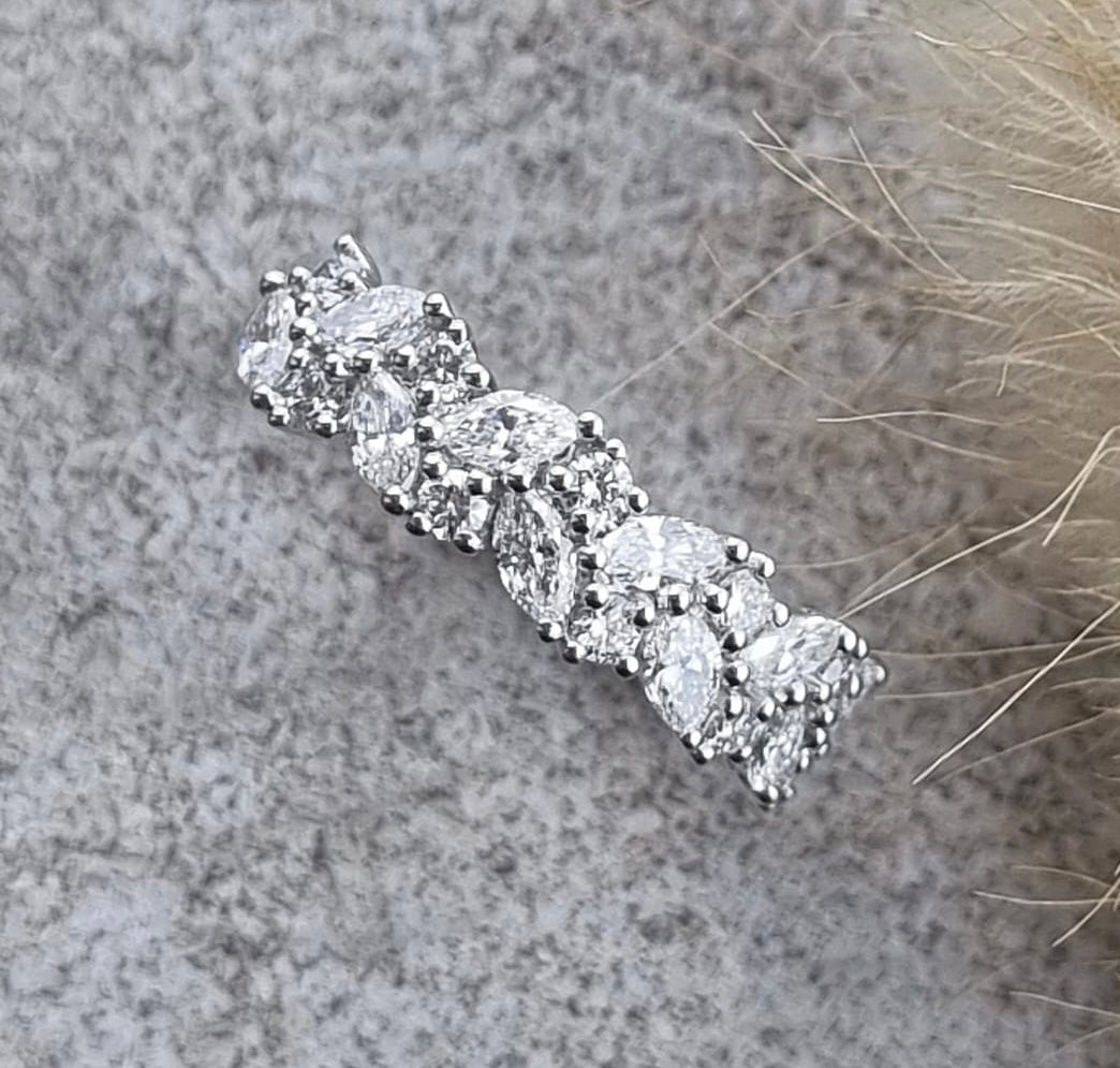 Marquise and round diamond band