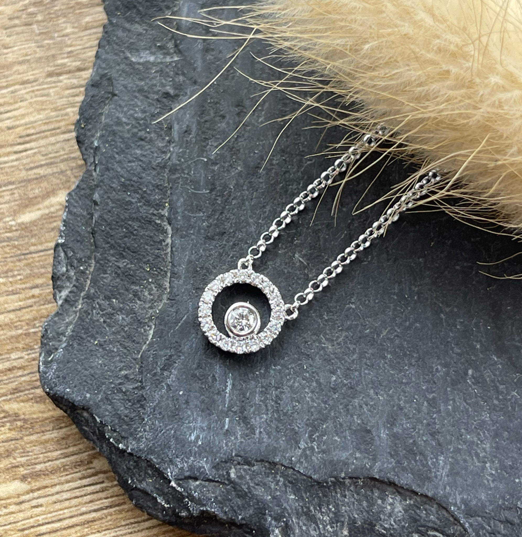 Diamond bubble circle pendant