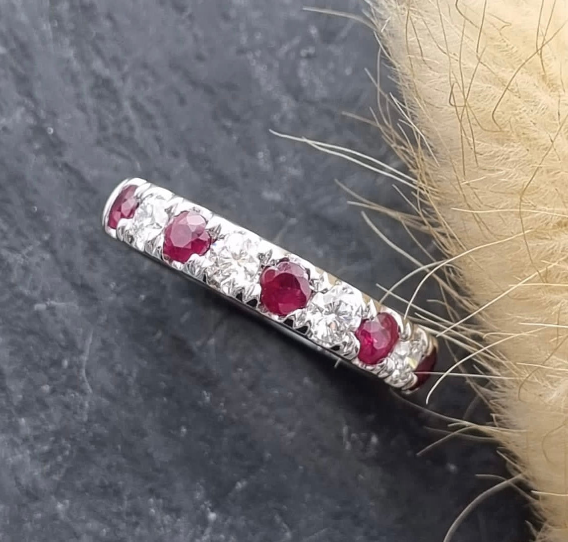 Large ruby and diamond eternity ring