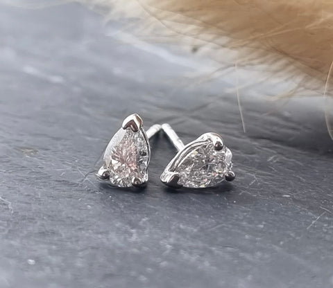 Pear cut diamond stud earrings