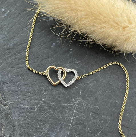 Double heart diamond bracelet