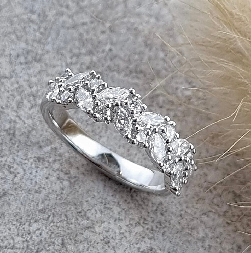 Marquise and round diamond band