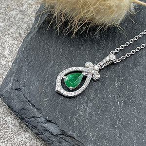 Pear shaped ornate emerald pendant