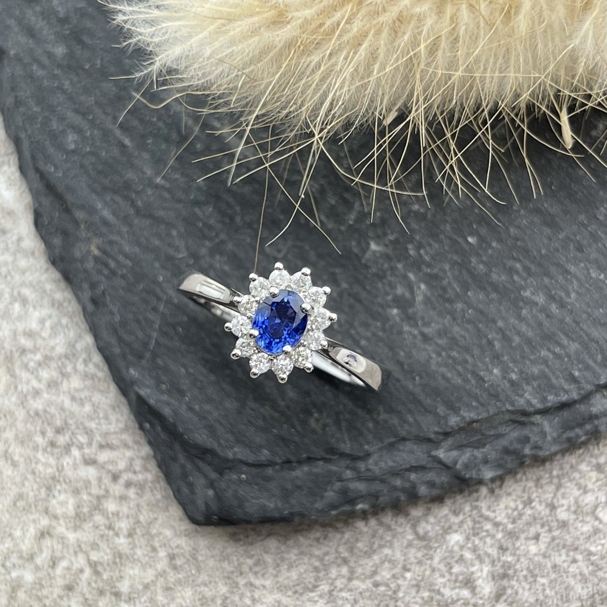Oval sapphire cluster ring