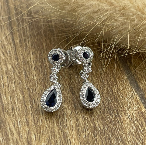 Sapphire and diamond drop earrings
