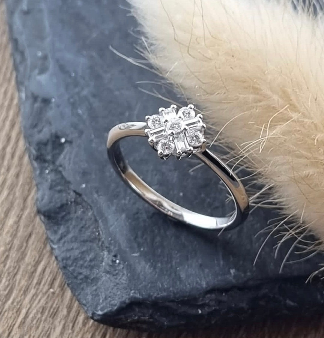 Mixed Cut Diamond Cluster Ring