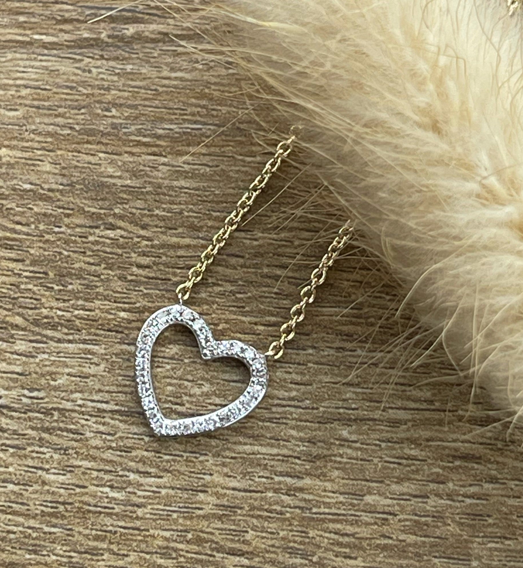 Diamond open heart pendant