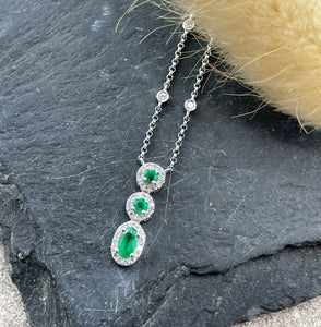 Emerald and diamond drop pendant