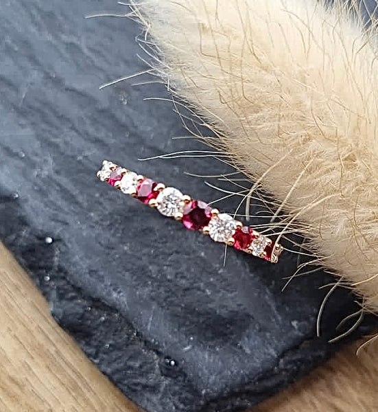 Ruby and diamond graduated eternity ring