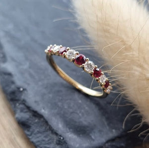 Ruby and diamond graduated eternity ring