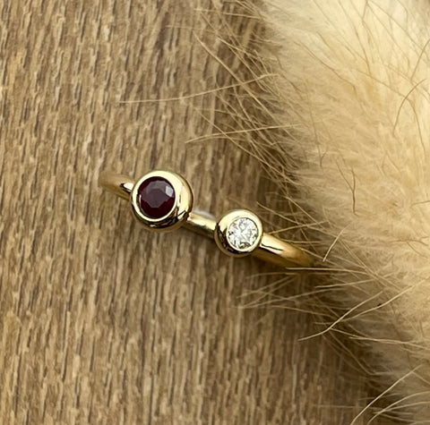 Ruby and diamond open ring