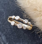 Two row gold diamond bubble ring