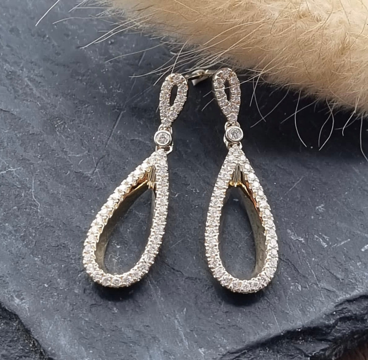 Droplet diamond drop earrings