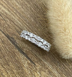 Double row wave diamond ring
