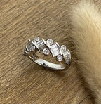 Diagonal baguette diamond dress ring