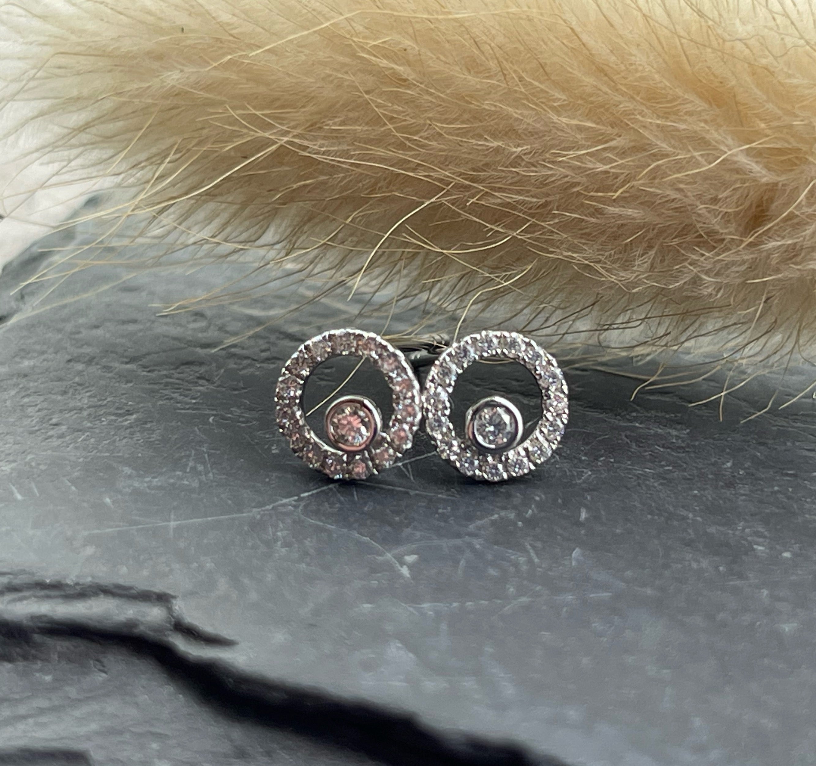 Diamond floating bubble earrings