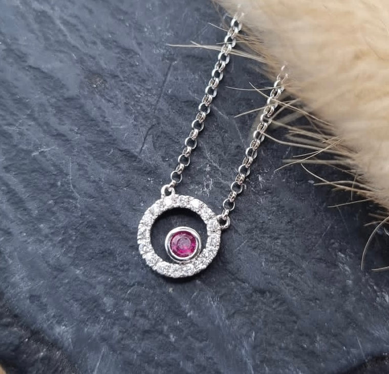 Ruby floating bubble circle pendant