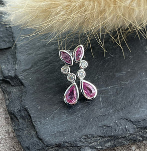 Pink sapphire mixed cut earrings