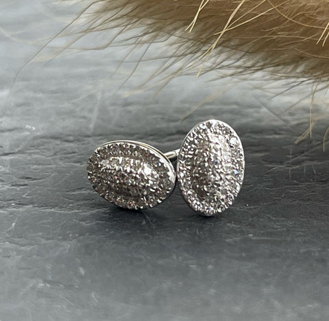 Oval pave diamond earrings
