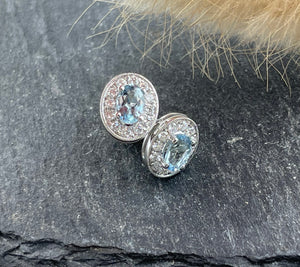 Oval aquamarine and diamond earrings