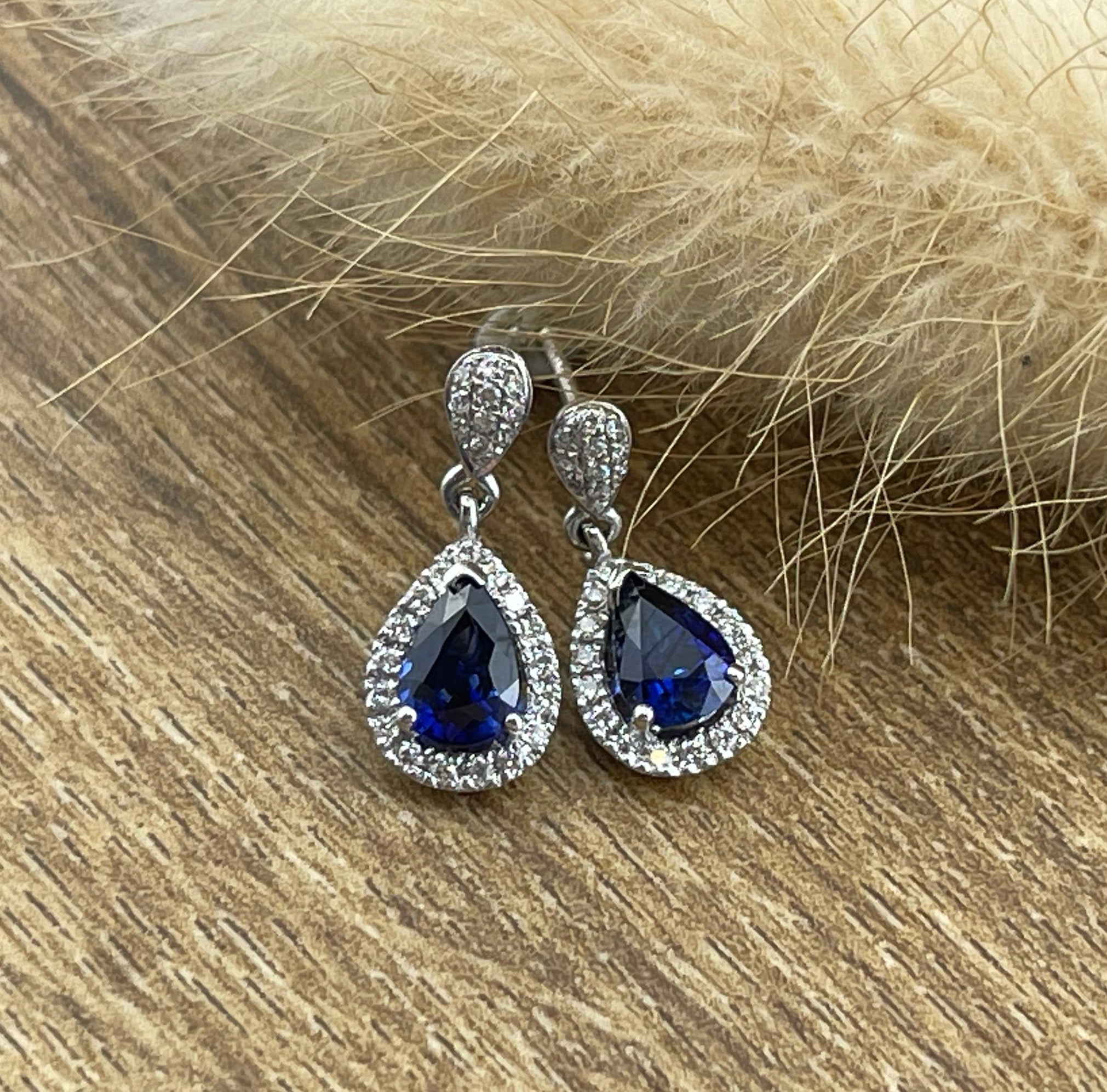 Pear Shaped Sapphire Drop Earrings