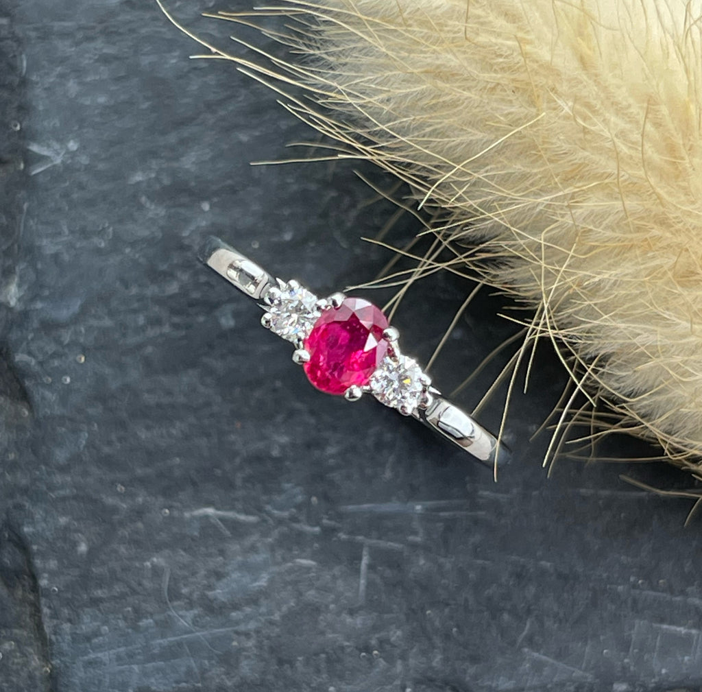 Ruby and diamond trilogy ring