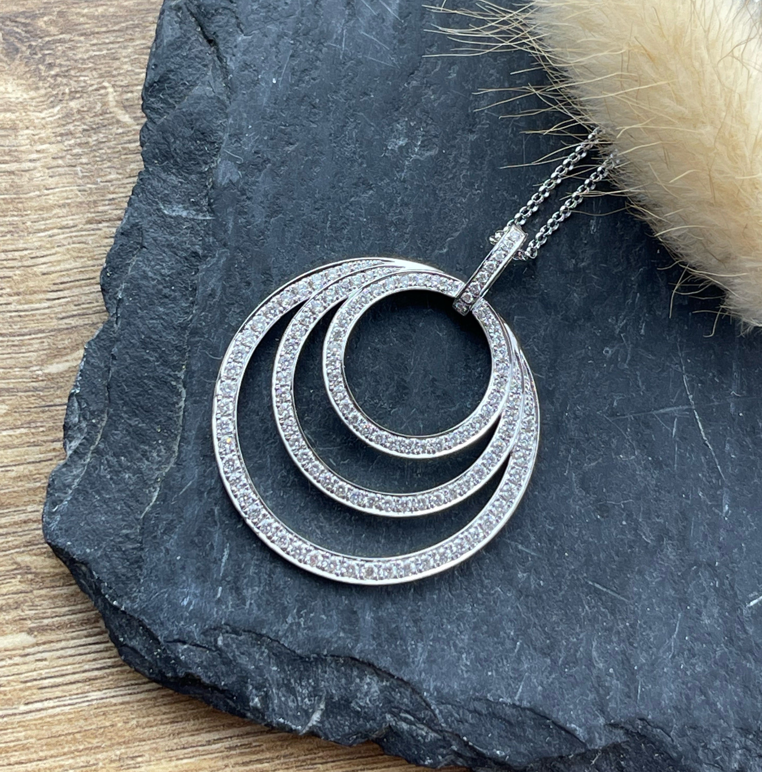 Diamond tri-circle pendant