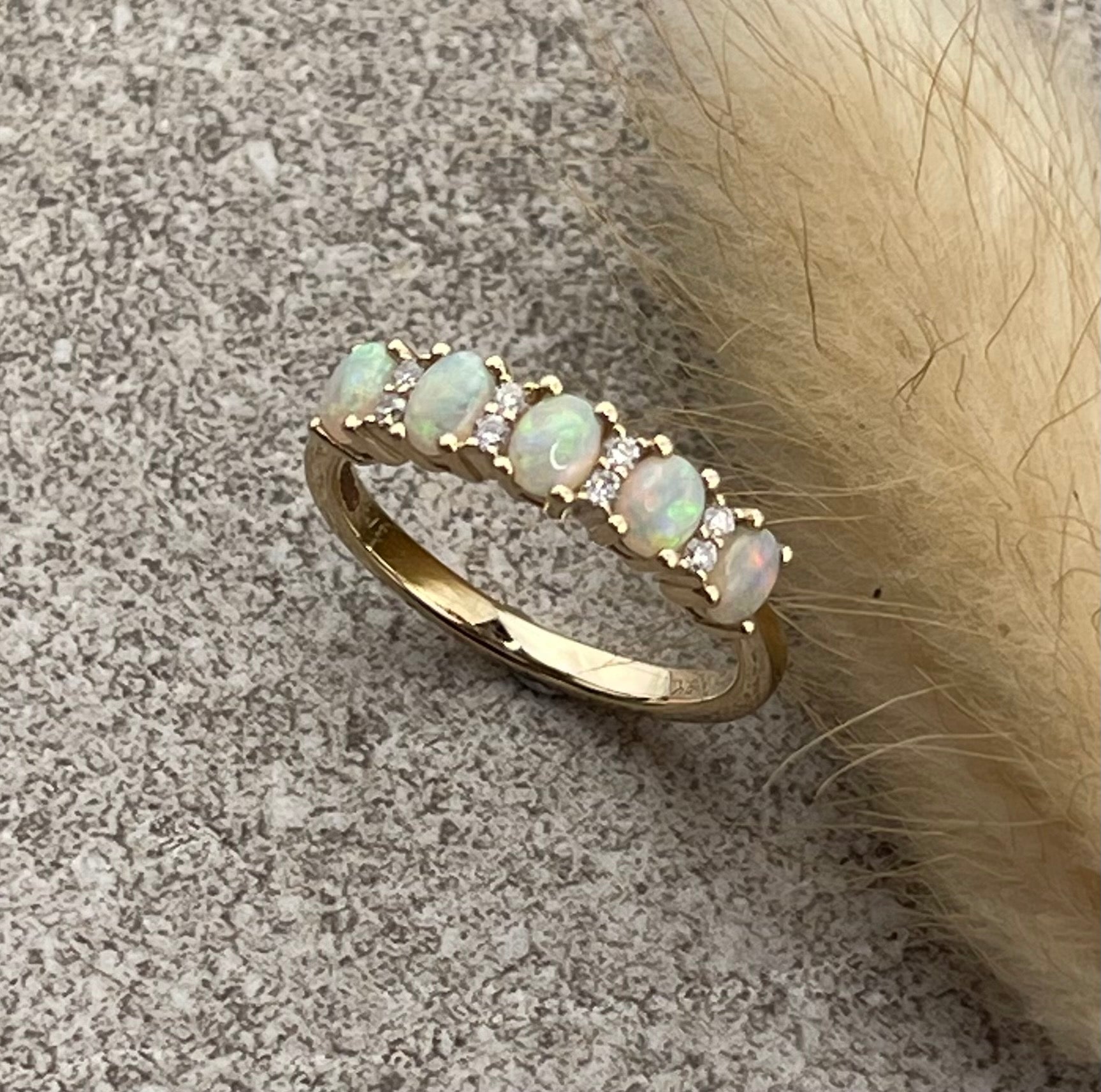 Opal and diamond dress ring