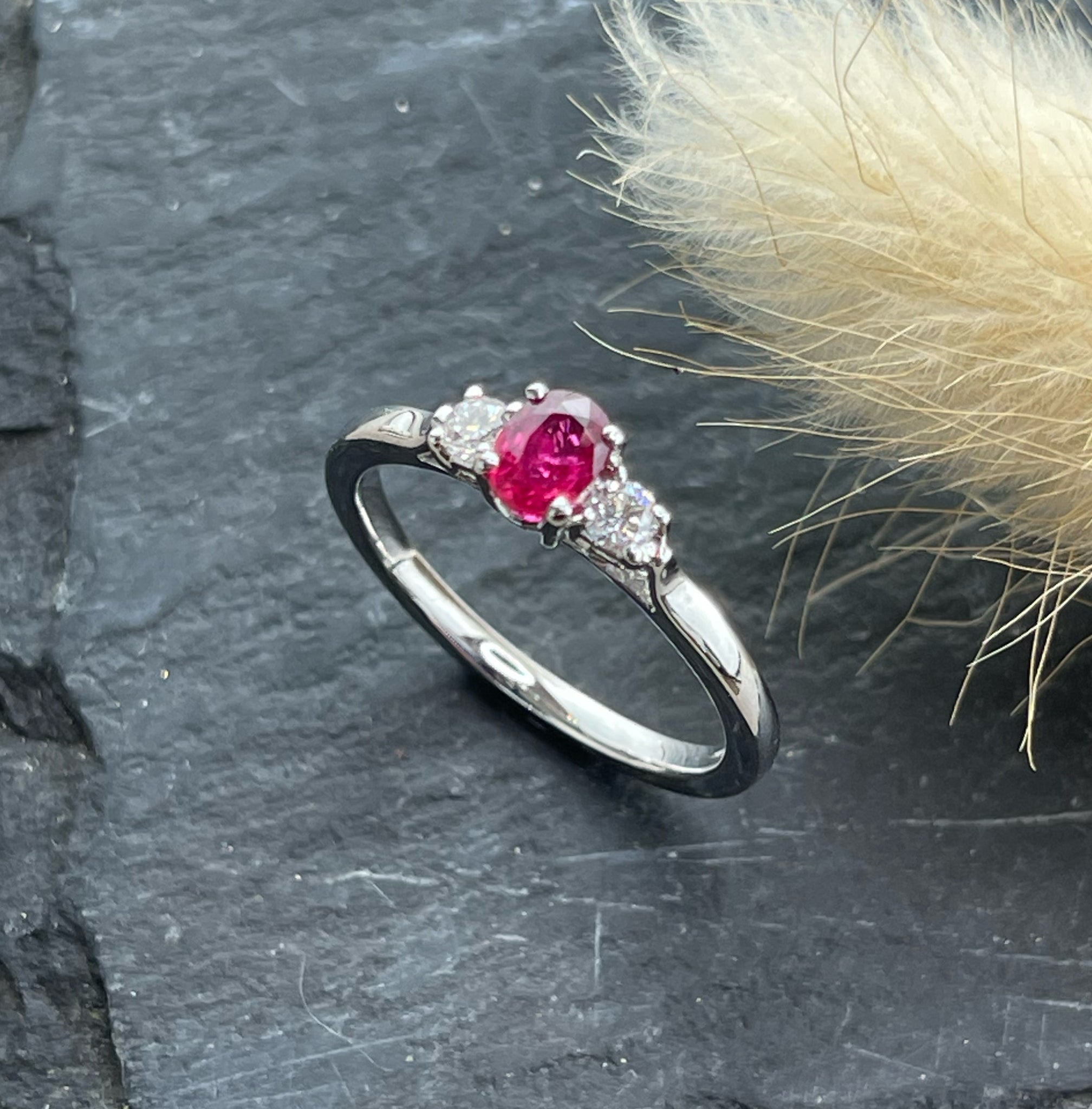 Ruby and diamond trilogy ring