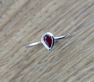 Pear shaped ruby ring