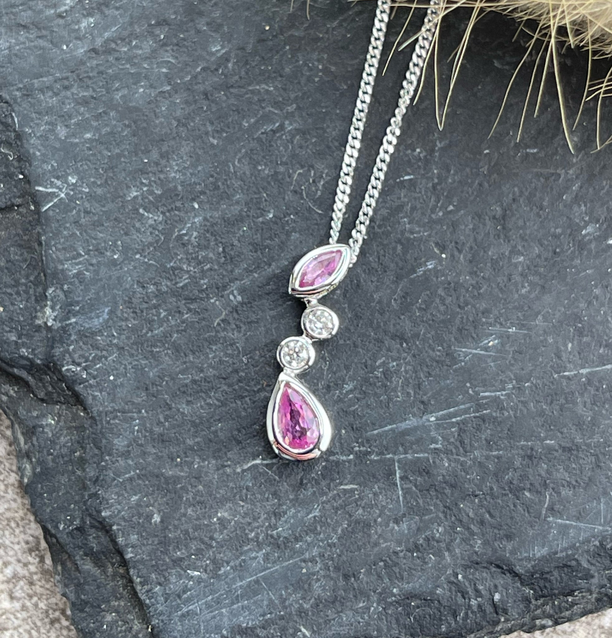 Pink sapphire mixed cut pendant