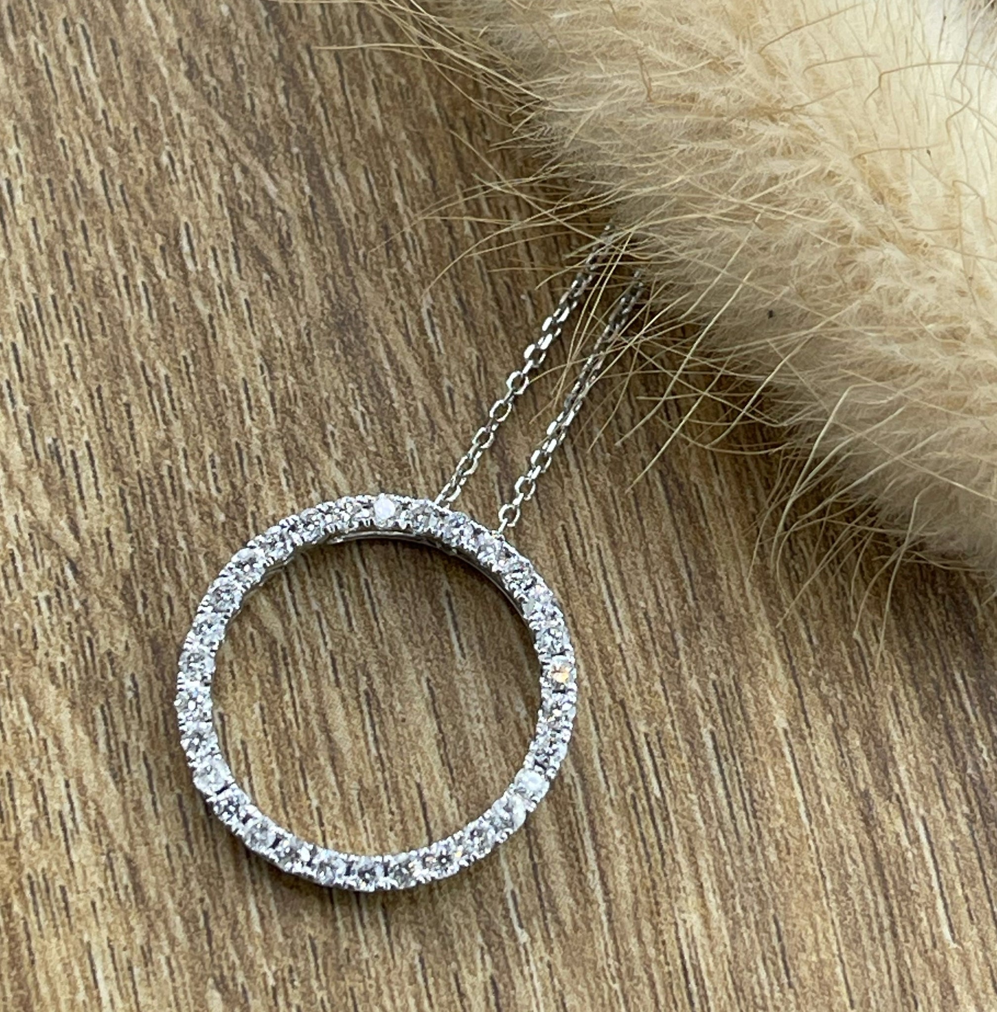 Large diamond circle pendant