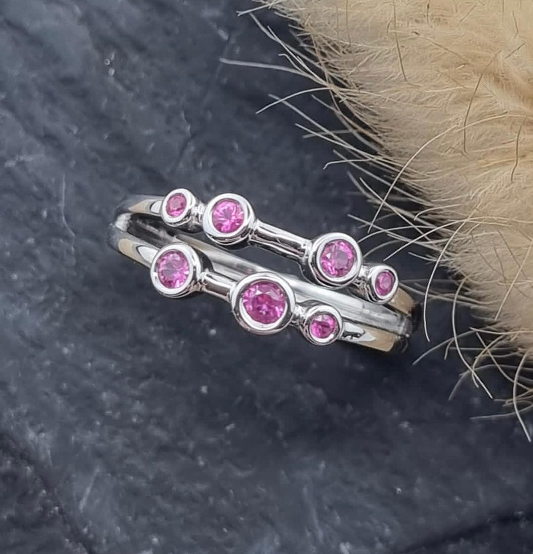 Pink sapphire bubble ring