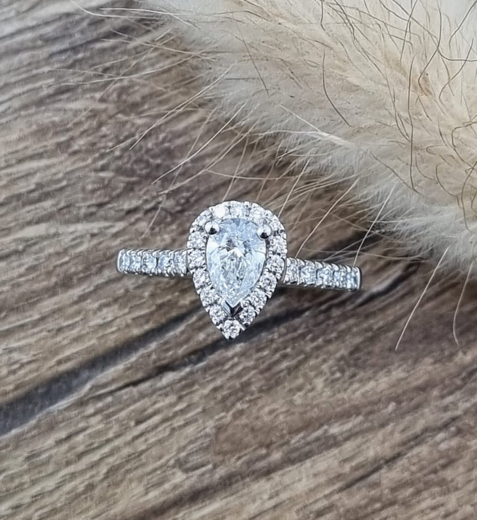 Pear Cut Diamond Halo Ring