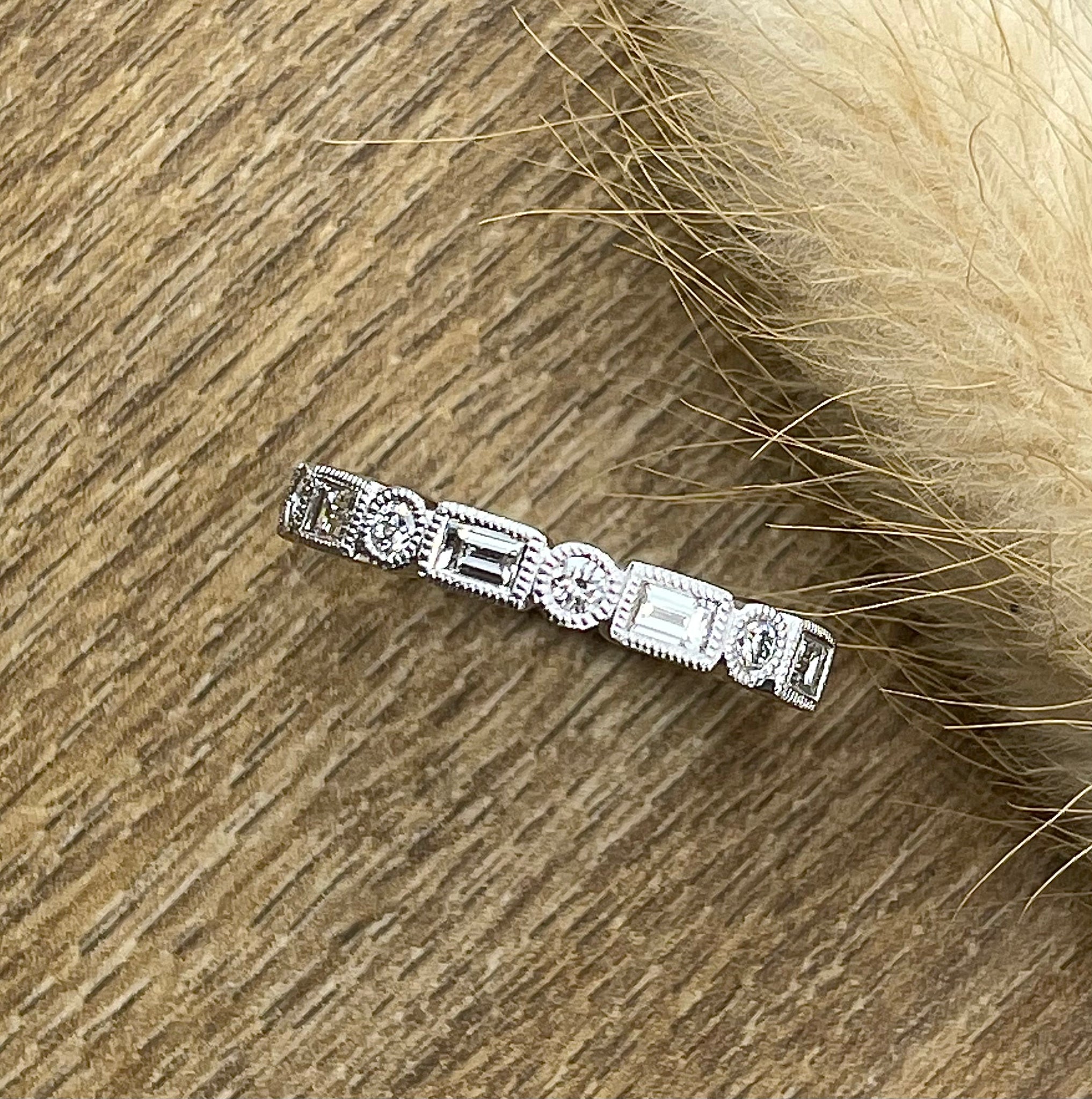 Vintage baguette and round diamond band