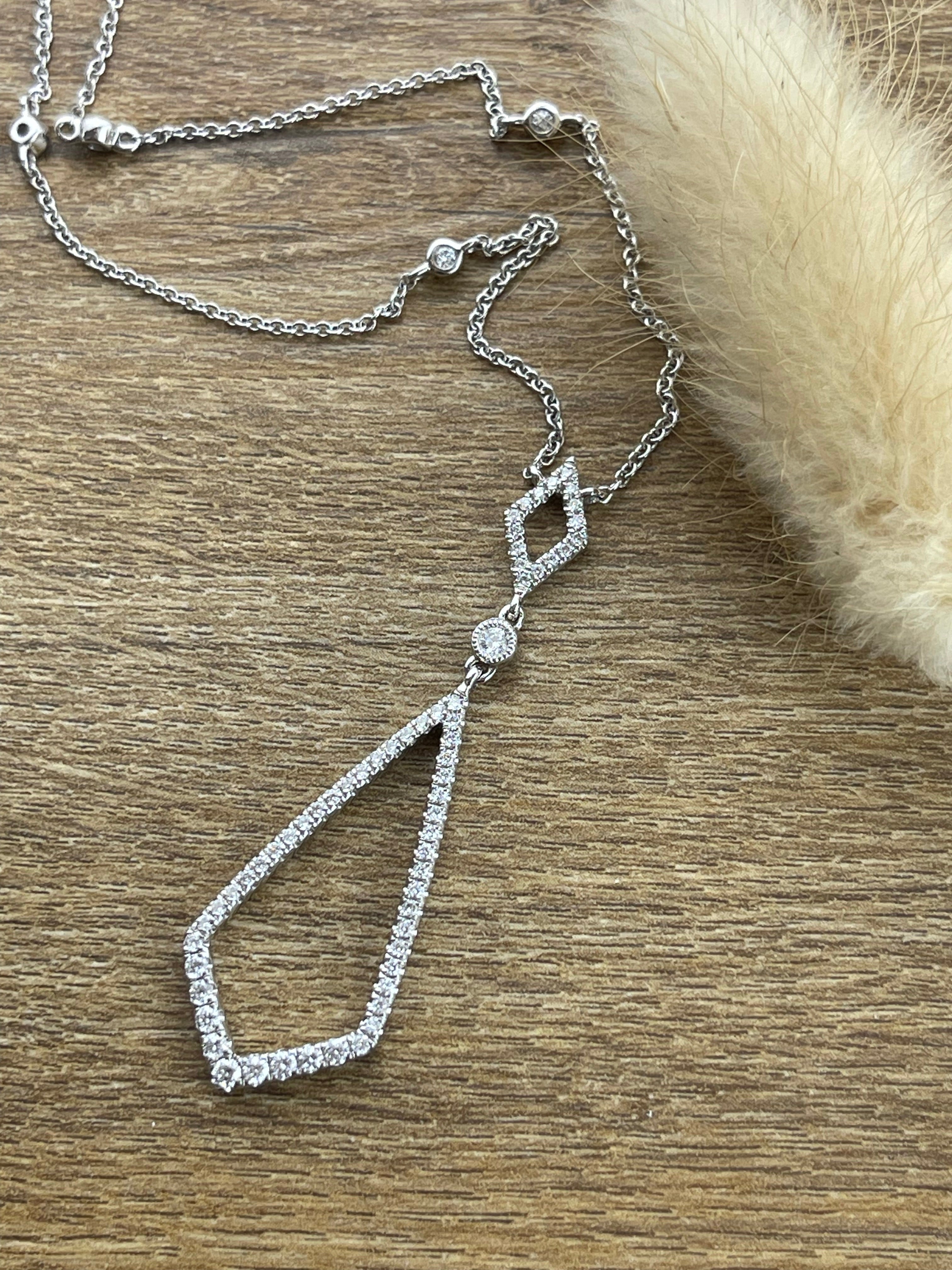 Large Geometric diamond drop pendant