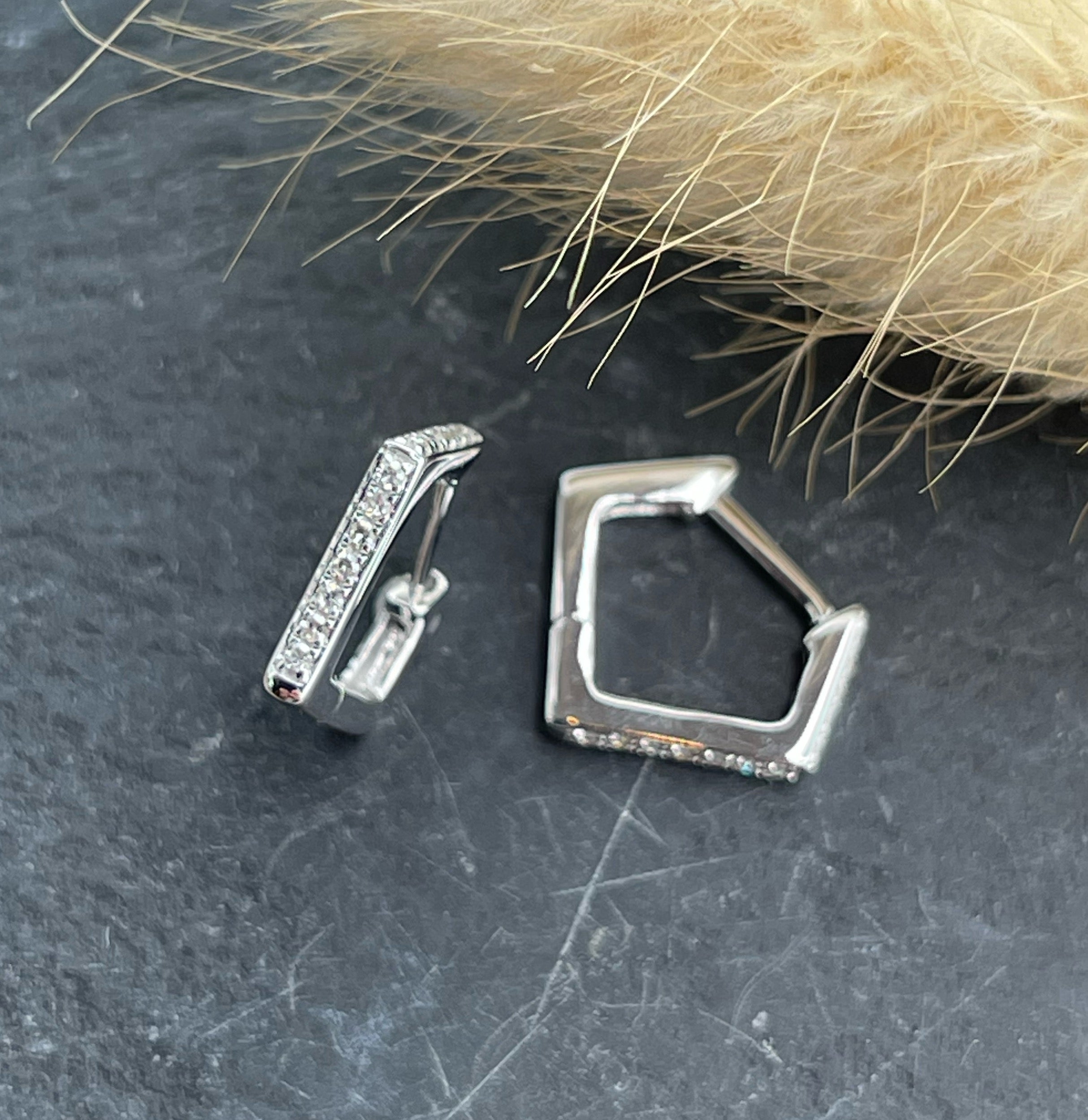 Hex diamond stud earrings